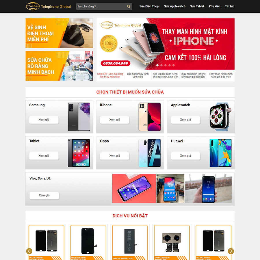 Mẫu web sửa điện thoại 01