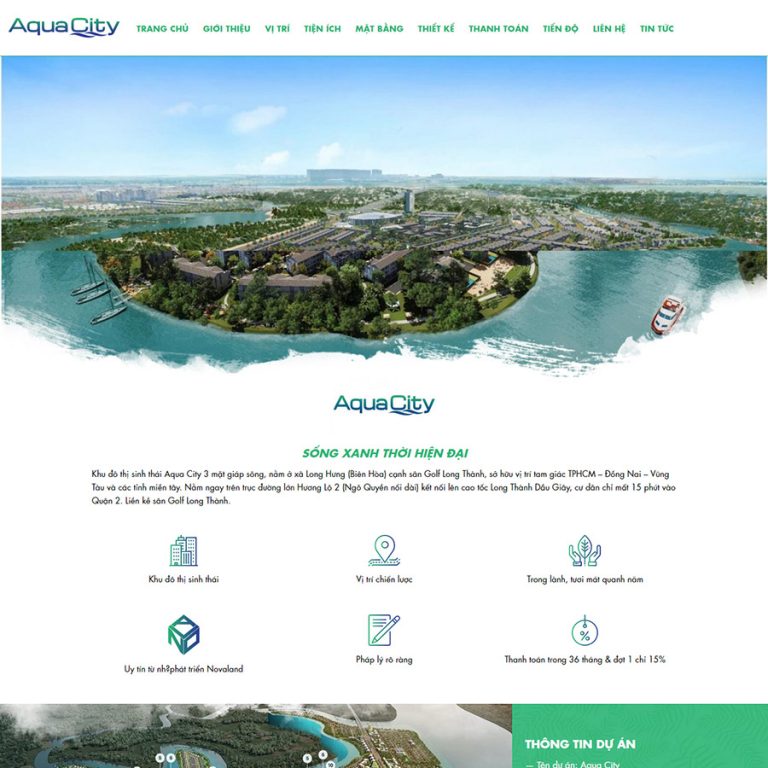 Mẫu web bất động sản Aqua City
