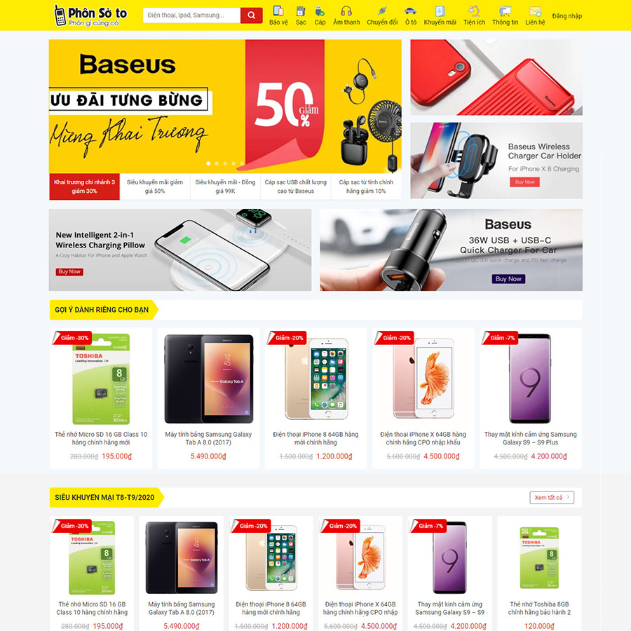 Mẫu web bán phụ kiện điện thoại