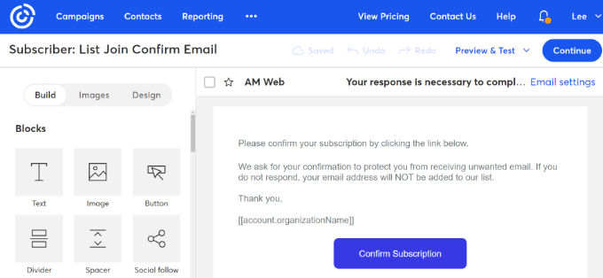 Chỉnh sửa email chọn tham gia của bạn