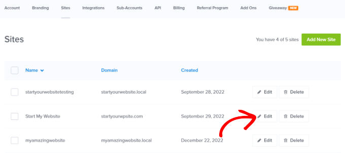 Chỉnh sửa cài đặt trang web của bạn trong OptinMonster