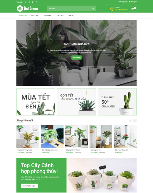 Mẫu website bán cây cảnh và cây phong thủy