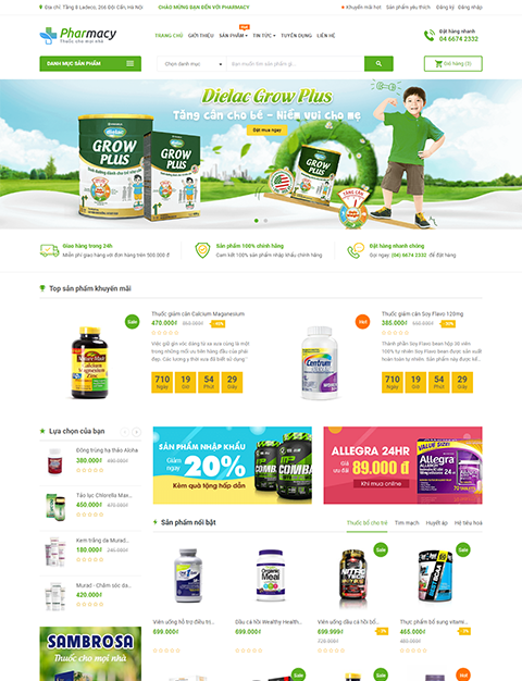 Mẫu website kinh doanh dược phẩm Pharmacy