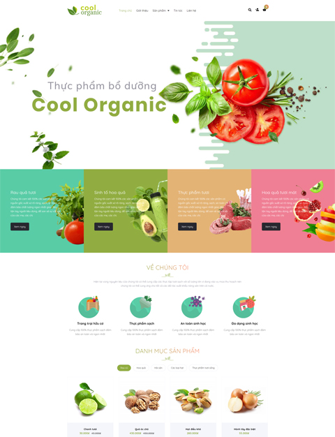 Mẫu website bán thực phẩm sạch Cool Organic
