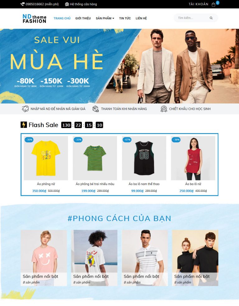 Mẫu website bán quần áo ND Fashion