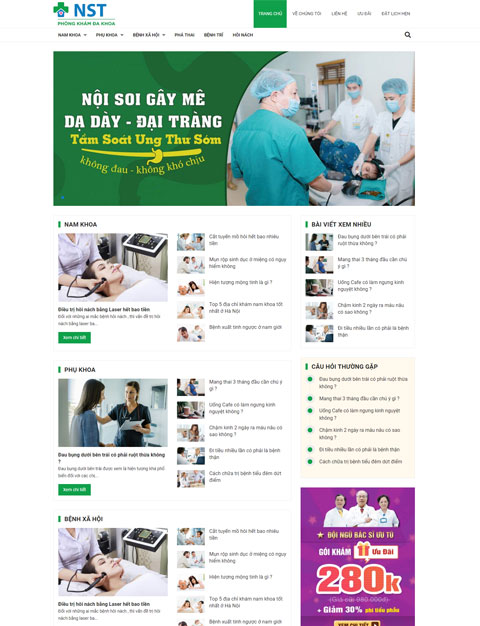 Mẫu website giới thiệu phòng khám đa khoa NST