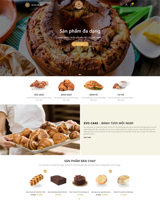 Mẫu giao diện cửa hàng bánh mì tươi