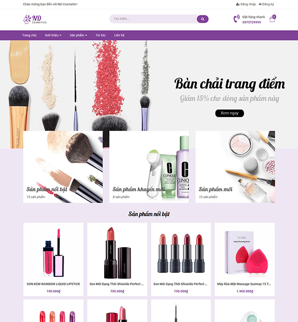 Mẫu web cửa hàng kinh doanh mỹ phẩm – NEX0016