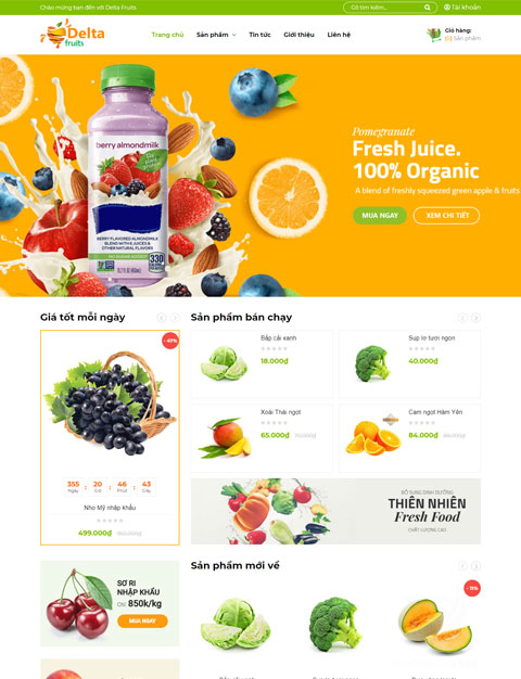 Mẫu website kinh doanh thực phẩm tươi sạch – NEX0039