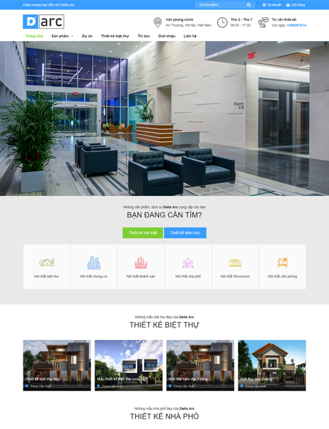 Mẫu website giới thiệu công ty thiết kế nội thất DARC