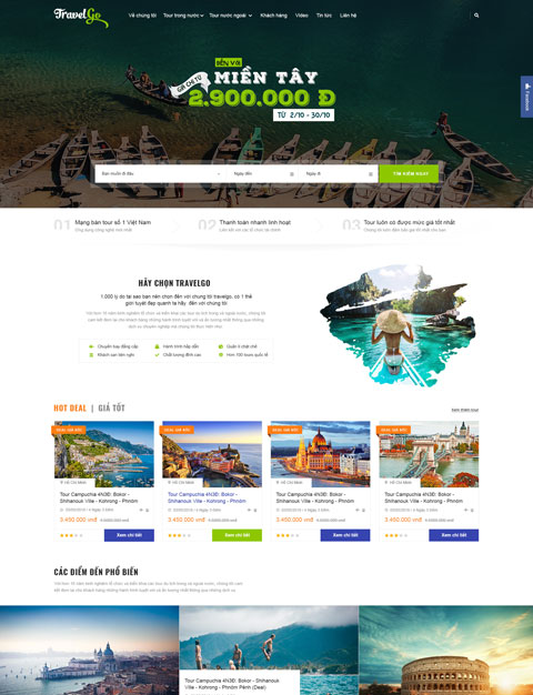 Mẫu website giới thiệu công ty du lịch TravelGo