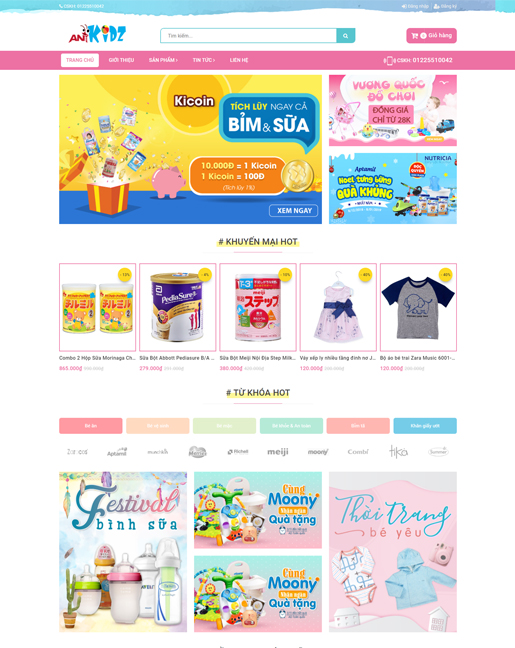 Mẫu website kinh doanh đồ cho bé – NEX0028