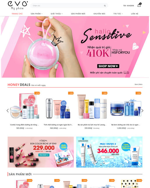 Mẫu web cửa hàng kinh doanh mỹ phẩm – NEX0015