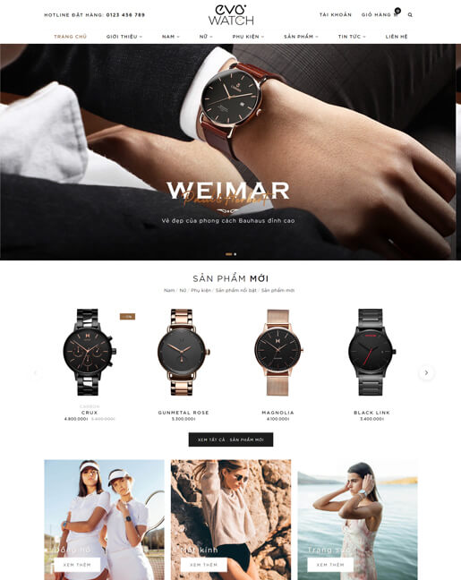 Mẫu web kinh doanh đồng hồ và phụ kiện – NEX0018