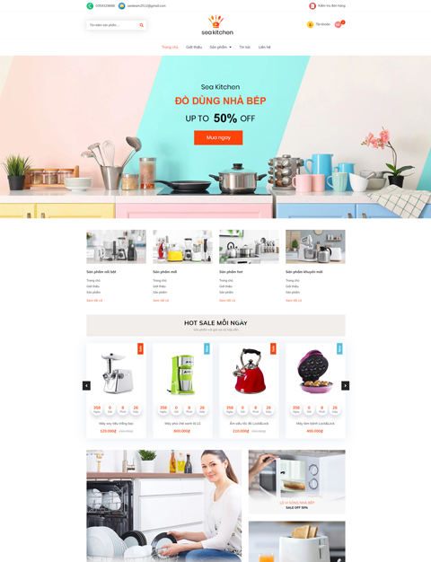 Mẫu web kinh doanh dụng cụ nhà bếp
