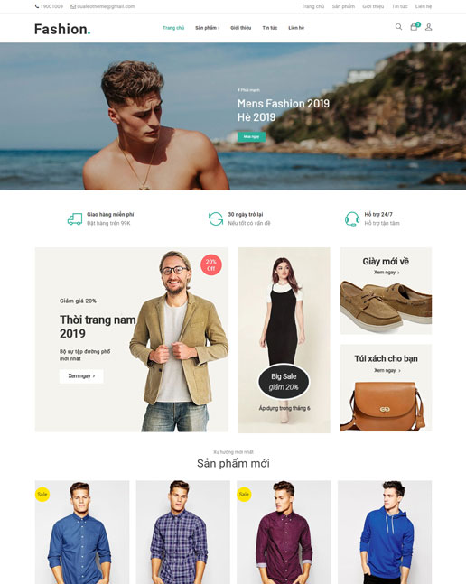 Mẫu web kinh doanh trang phục nam nữ – NEX0014