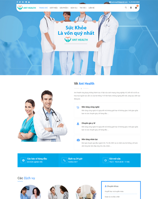 Mẫu website giới thiệu bệnh viện đa khoa – NEX0043