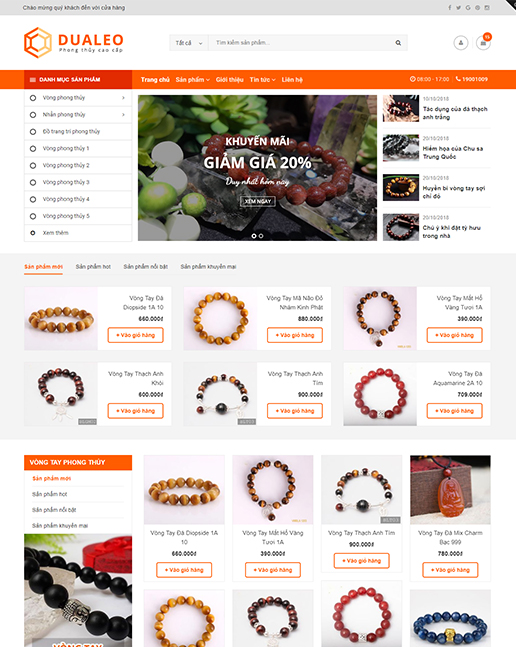 Mẫu web trang sức đá quý phong thủy