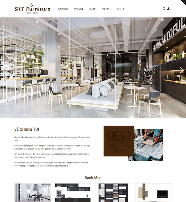 Mẫu website công ty thiết kế nội thất SkyDecor