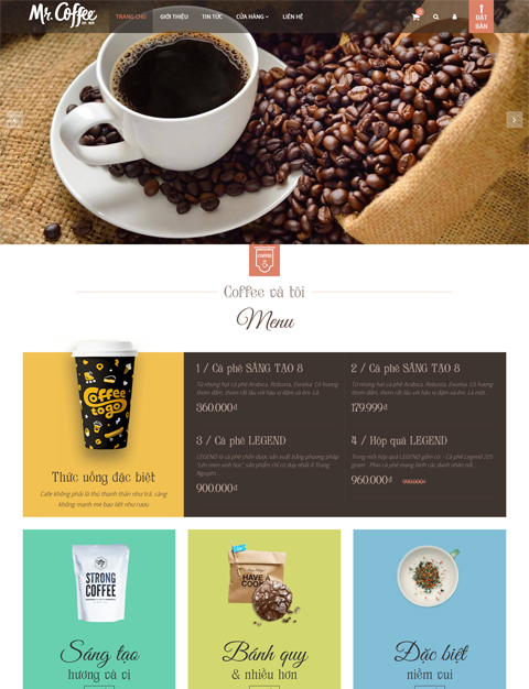 Mẫu website bán cà phê Mr Coffee