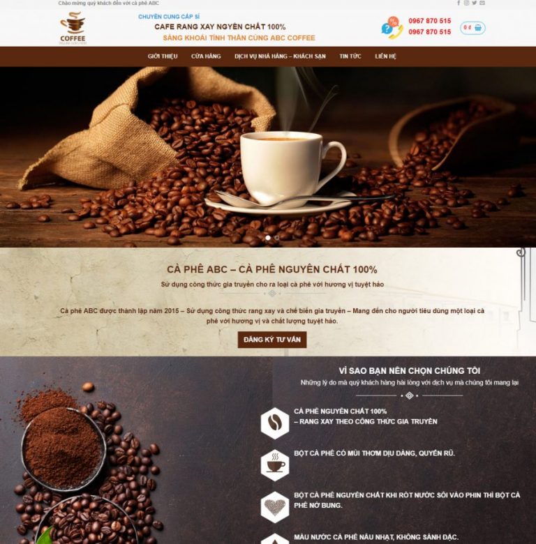 Mẫu web bán cà phê