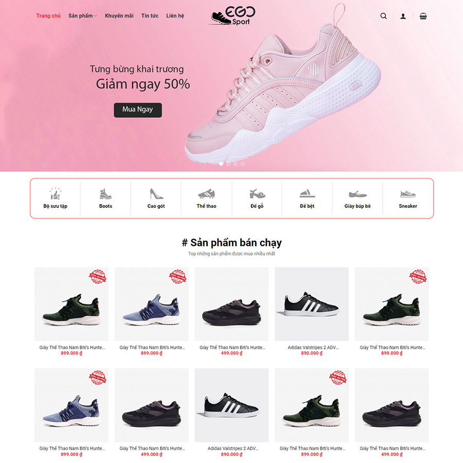 Mẫu web bán giày thể thao