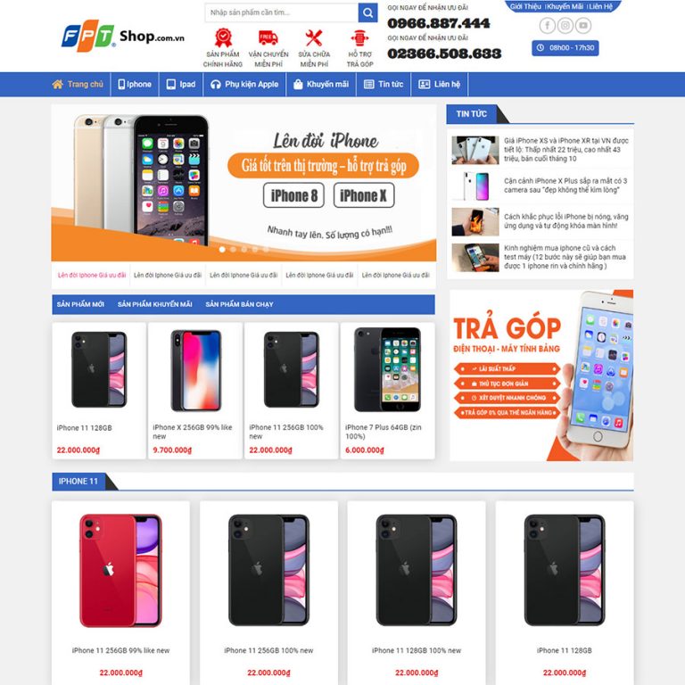 Mẫu web bán iphone