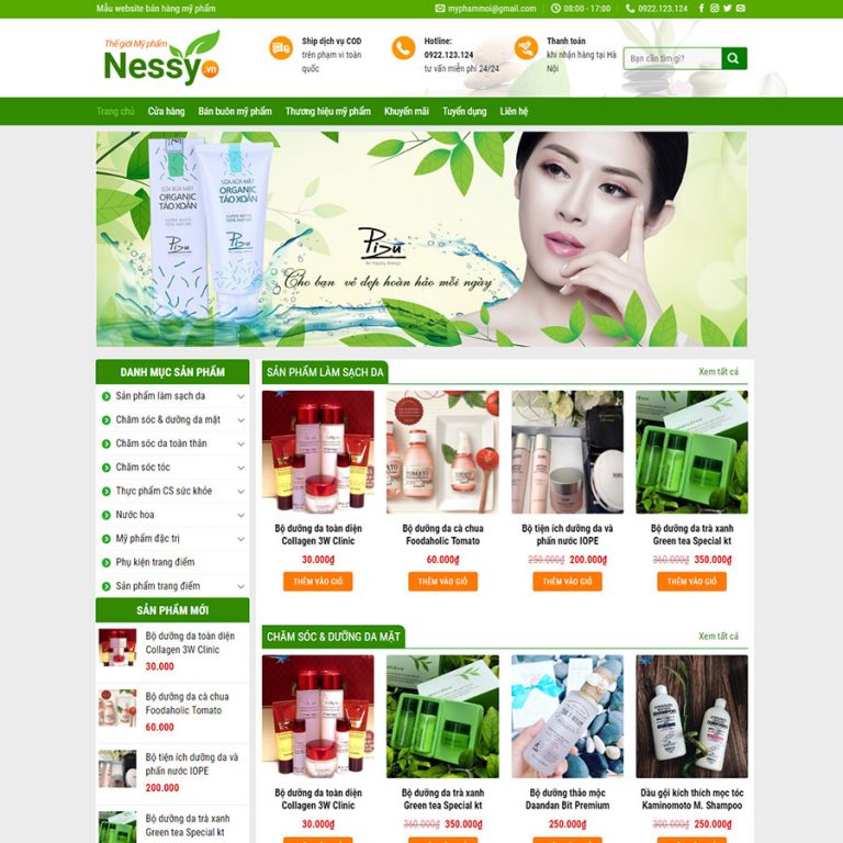 Mẫu web bán mỹ phẩm 2