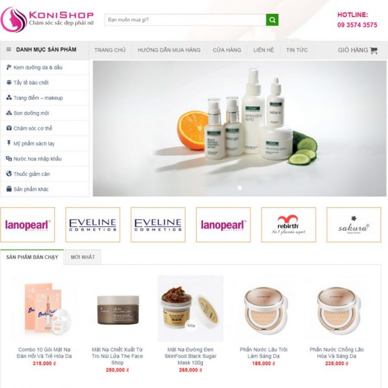 Mẫu web bán mỹ phẩm