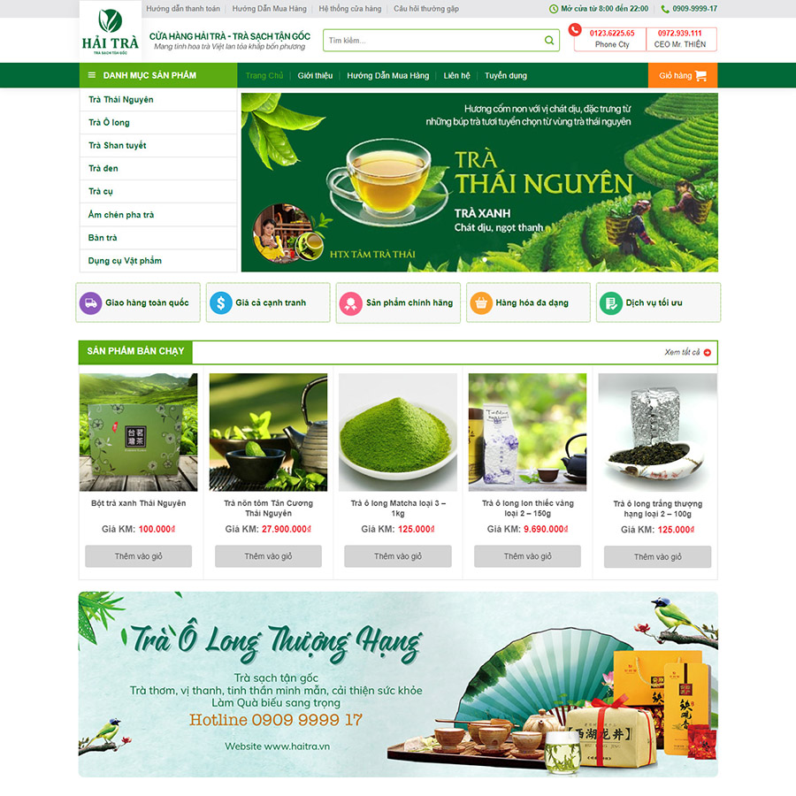 Mẫu web bán trà xanh
