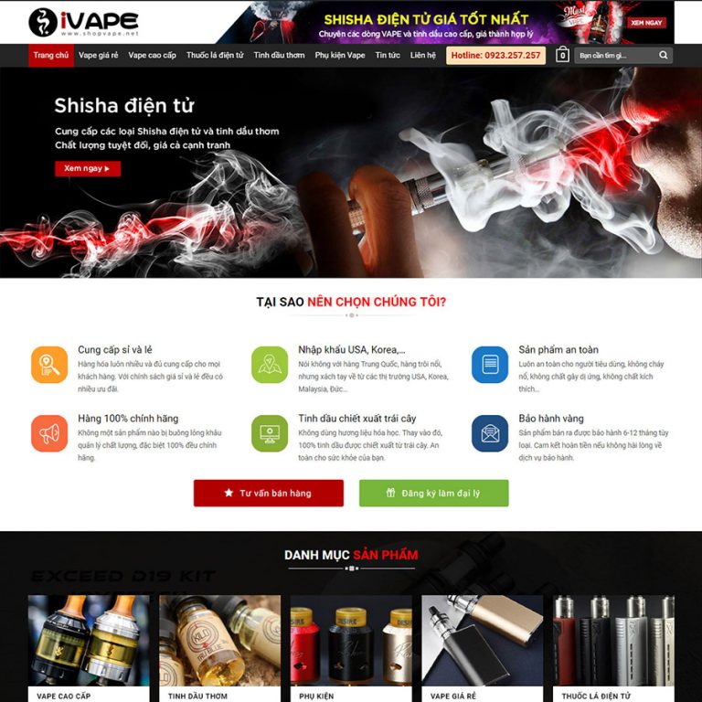 Mẫu web bán Vape