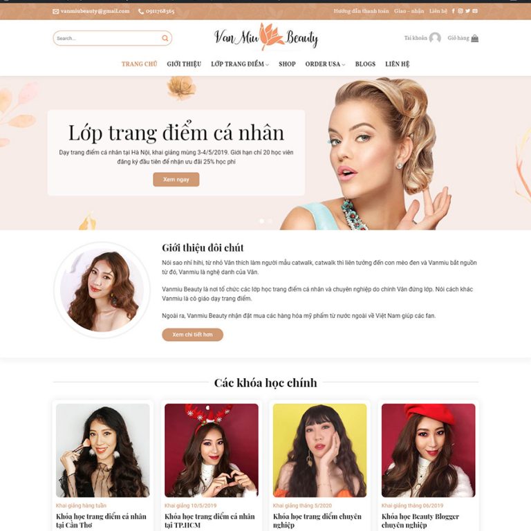 Mẫu web dạy trang điểm