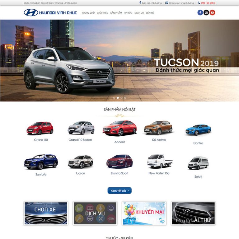 Mẫu web đại lý xe Hyundai