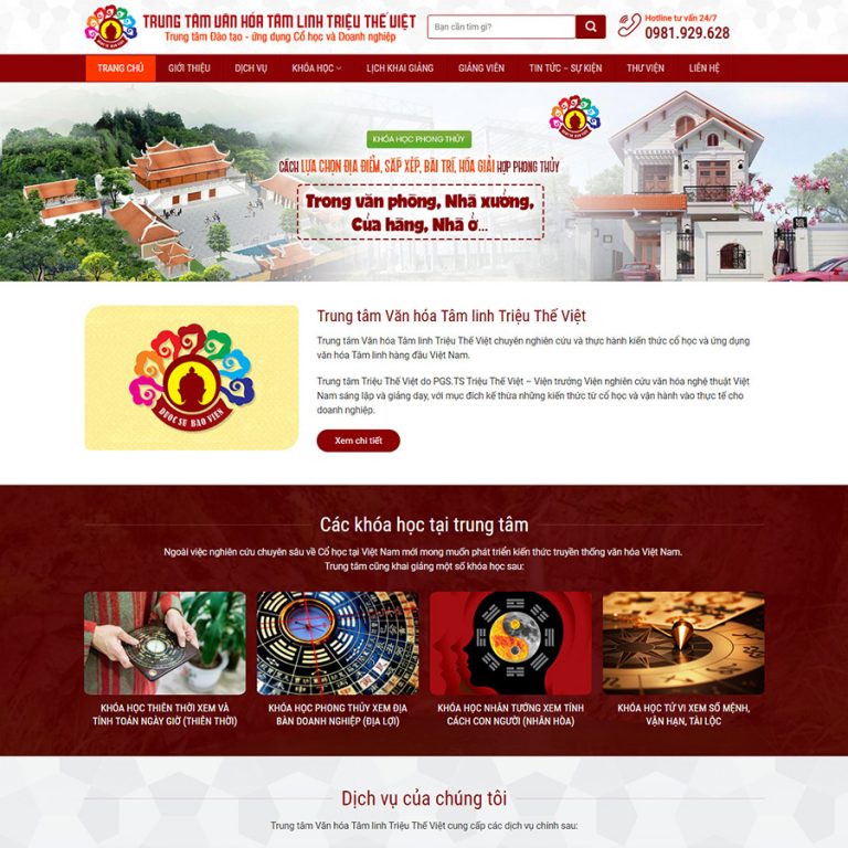 Mẫu web khóa học phong thủy