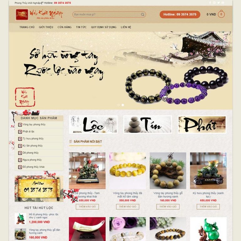 Mẫu web bán đồ phong thủy