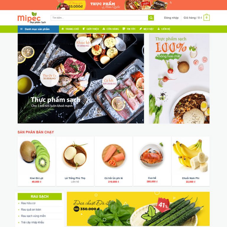 Mẫu web Shop thực phẩm tươi