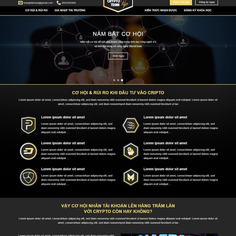 Mẫu web Landing Page tiền ảo