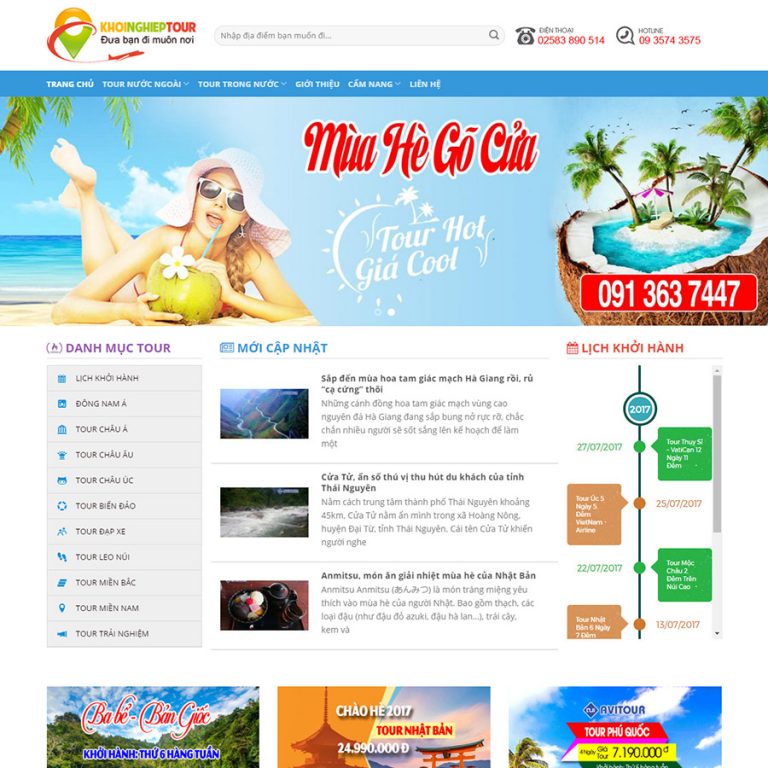 Mẫu web đặt tour du lịch
