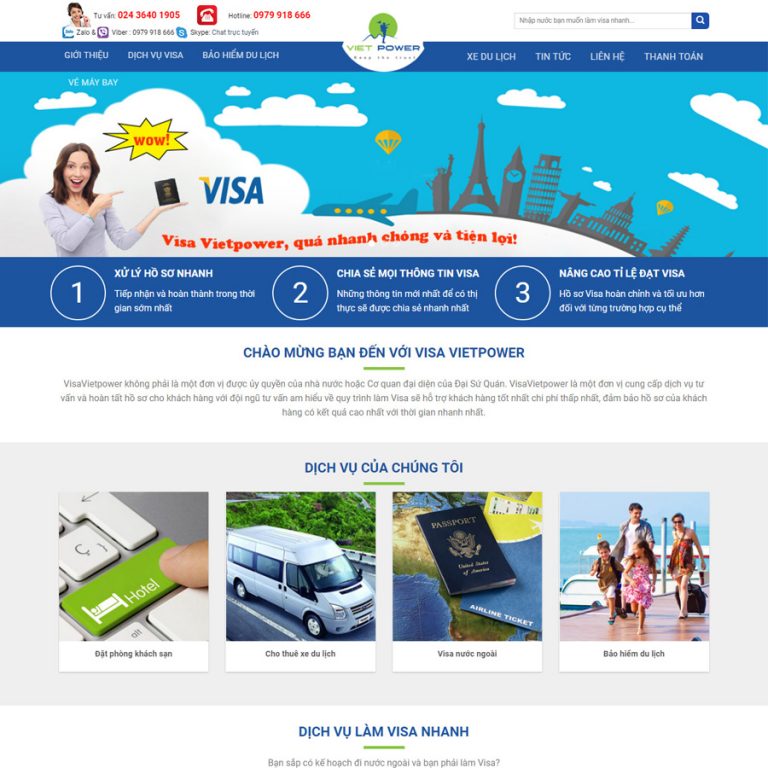 Mẫu web dịch vụ visa