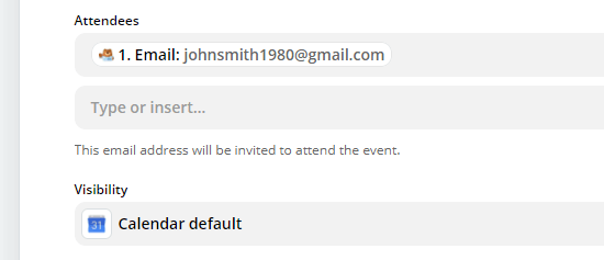 Nhập trường cho địa chỉ email của người tham dự, nếu bạn muốn gửi cho họ lời mời trên Lịch Google