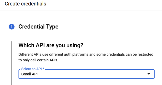 Chọn API Gmail