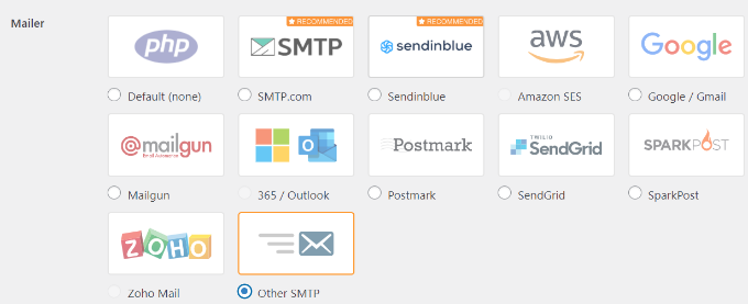Chọn SMTP khác làm người gửi thư