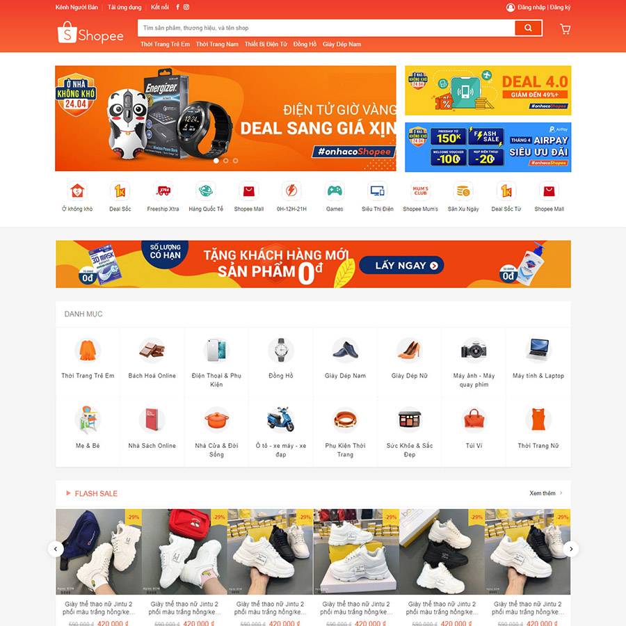 Mẫu web thương mại điện tử Shoppe