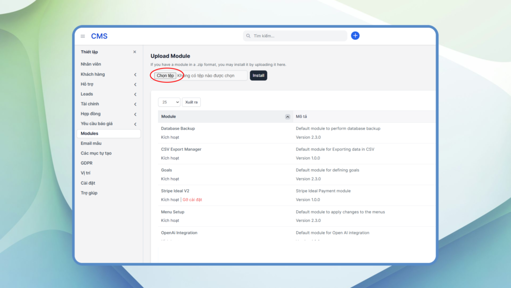 Cài đặt file module Sepay Gateway for PerfexCMS